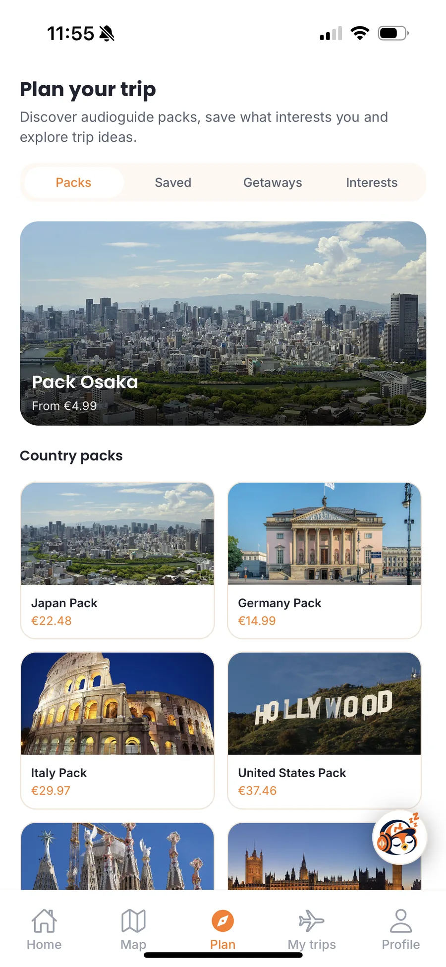 Packs de ciudad y de país con precios